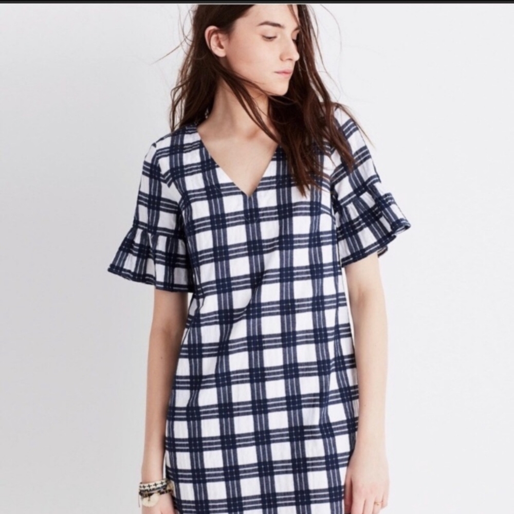 Madewell bell sleeve dress in Leighton plaid size2